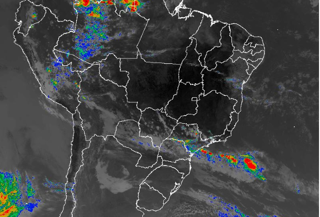 Imagem de satélite nesta terça-feira (03) em todo o Brasil - Fonte: Inmet