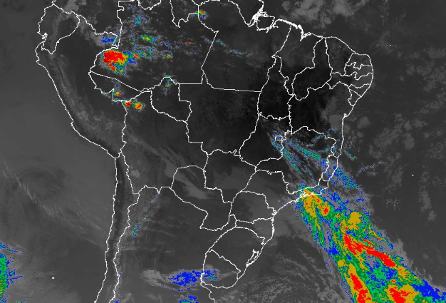 Imagem de satélite nesta segunda-feira (02) em todo o Brasil - Fonte: Inmet
