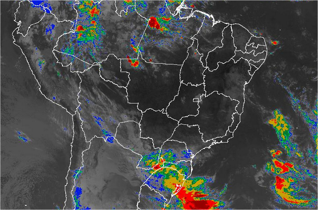 Imagem de satélite de todo o Brasil nesta terça-feira (21) - Fonte: Inmet