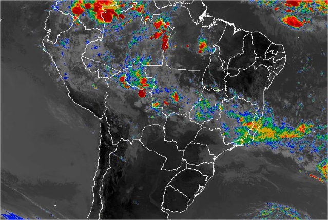 Imagem de satélite de todo o Brasil nesta quarta-feira (21) - Fonte: Inmet