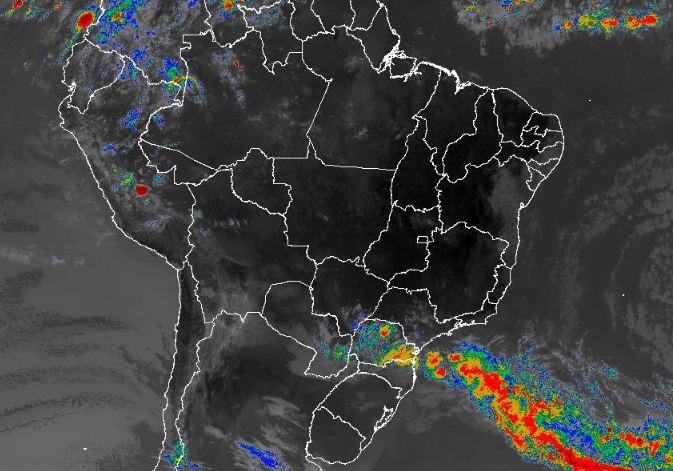 Imagem de satélite nesta quinta-feira (19) em todo o Brasil - Fonte: Inmet