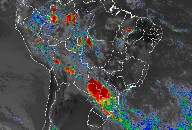 Imagem de satélite de todo o Brasil nesta quarta-feira (14) - Fonte: Inmet