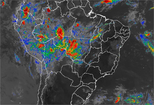 Imagem de satélite de todo o Brasil nesta terça-feira (29) - Fonte: Inmet