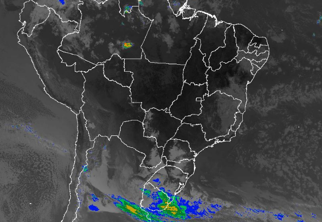Imagem de satélite nesta quinta-feira (08) em todo o Brasil - Fonte: Inmet