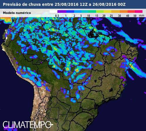 Precipitação acumulada Brasil 25/08 até 26/08 - Climatempo