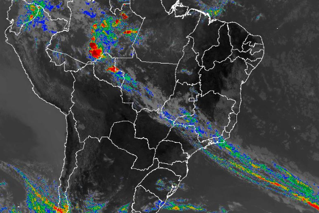 Imagem de satélite nesta quinta-feira (10) em todo o Brasil - Fonte: Inmet