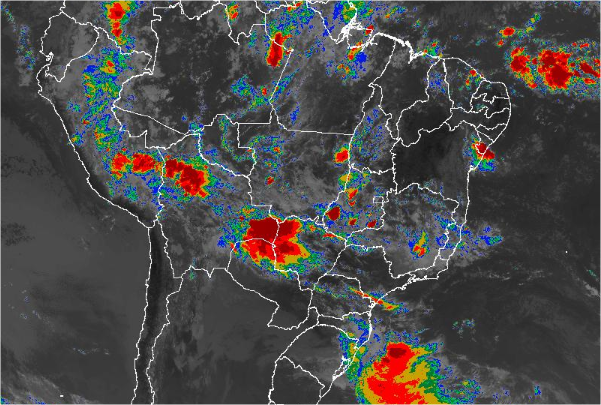 Imagem de satélite de todo o Brasil nesta terça-feira (16) - Fonte: Inmet