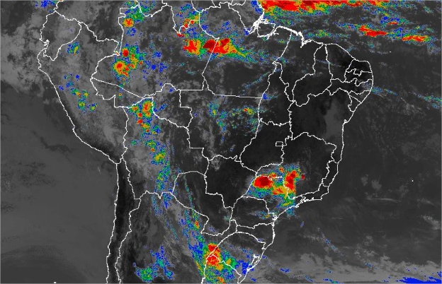 Imagem de satélite de todo o Brasil nesta quarta-feira (19) - Fonte: Inmet