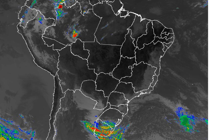 ​Imagem de satélite nesta quinta-feira (22) em todo o Brasil - Fonte: Inmet