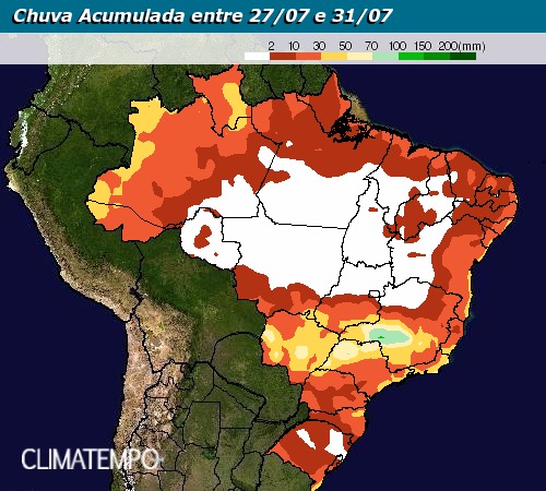 Chuva acumulada entre 27 e 31 de julho