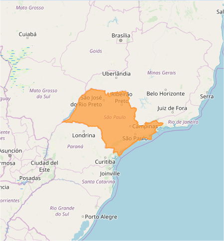 Mapa das áreas com alerta de declínio de temperatura nesta 3ª - Fonte: Inmet