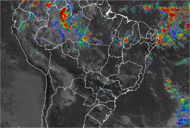 Imagem de satélite de todo o Brasil nesta sexta-feira (12) - Fonte: Inmet