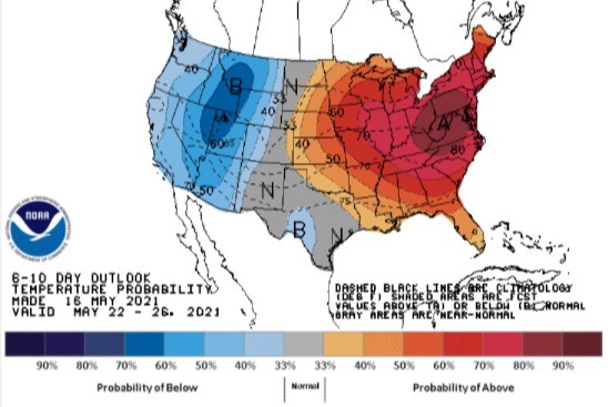 Temperaturas EUA - Fonte: NOAA