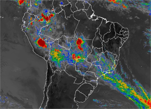 Imagem de satélite de todo o Brasil nesta segunda-feira (19) - Fonte: Inmet