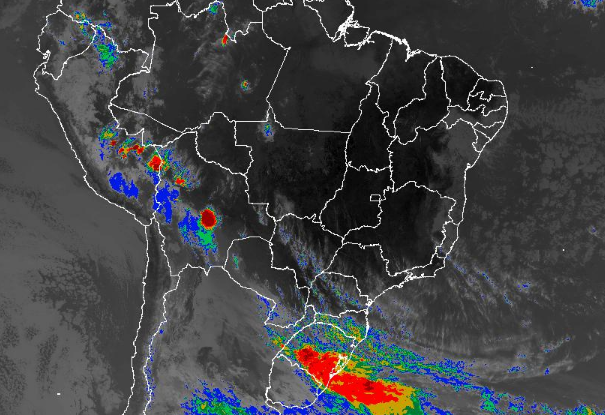 Imagem de satélite nesta quarta-feira (11) em todo o Brasil - Fonte: Inmet