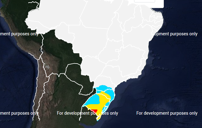 Mapa das áreas com alerta de geada na quinta-feira (04) em todo o Brasil - Fonte: Inmet