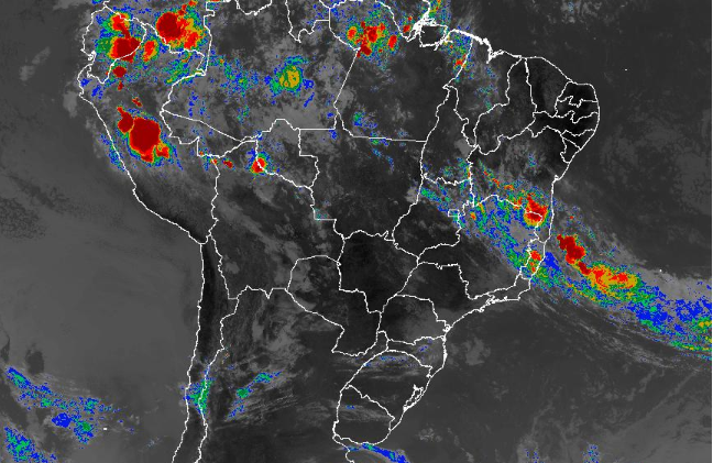 Imagem de satélite nesta quarta-feira (23) em todo o Brasil - Fonte: Inmet
