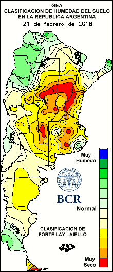 Mapa de estado dos solos na Argentina (Bolsa de Comércio de Rosario)