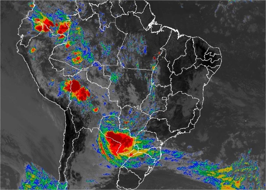 Imagem de satélite de todo o Brasil nesta terça-feira (23) - Fonte: Inmet