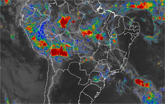 Imagem de satélite de todo o Brasil nesta quarta-feira (20) - Fonte: Inmet