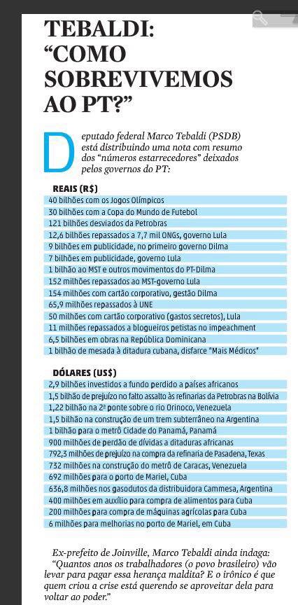 Gastos do PT que levaram ao atual momento de penúria da economia brasileira