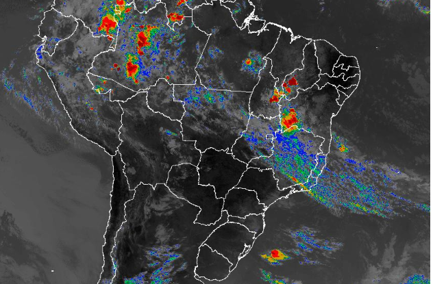 Imagem de satélite nesta quinta-feira (24) em todo o Brasil - Fonte: Inmet