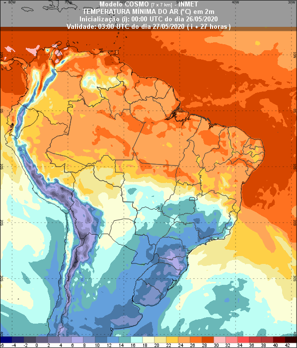 Temperaturas previstas - Inmet - 2605