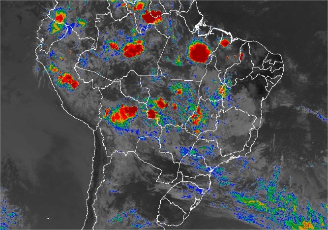 ​Imagem de satélite de todo o Brasil nesta quarta-feira (07) - Fonte: Inmet