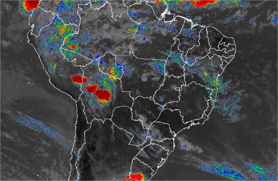 Imagem de satélite de todo o Brasil nesta quinta-feira (13) - Fonte: Inmet