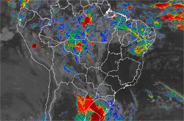 Imagem de satélite de todo o Brasil nesta segunda-feira (07) - Fonte: Inmet