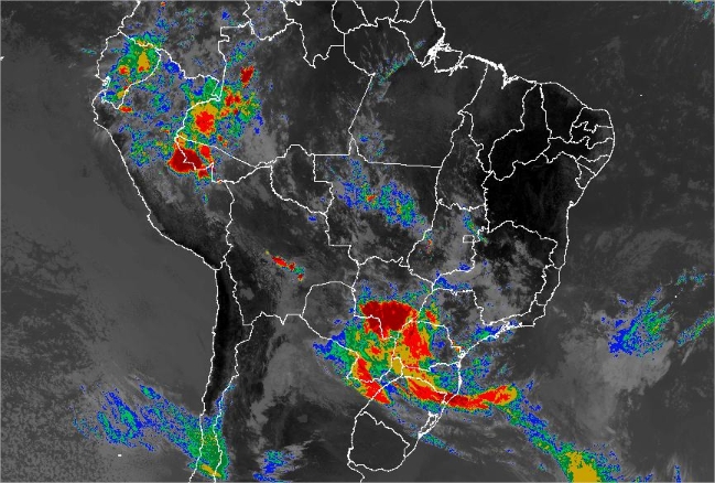 Imagem de satélite de todo o Brasil nesta quarta-feira (10) - Fonte: Inmet