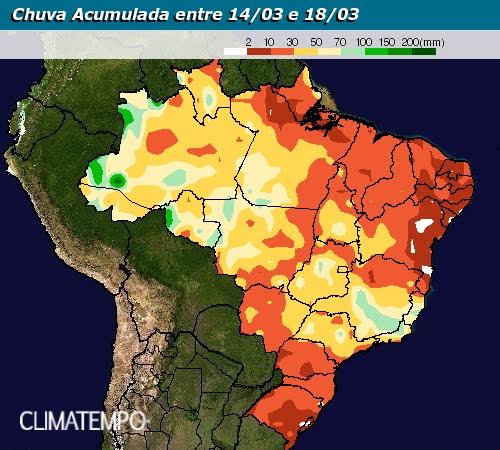 Mapa Previsão Brasil - 14 a 18/03/16