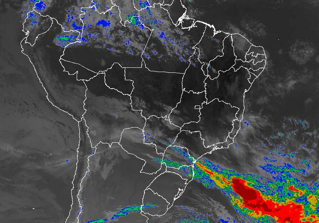 Imagem de satélite nesta quarta-feira (03) em todo o Brasil - Fonte: Inmet