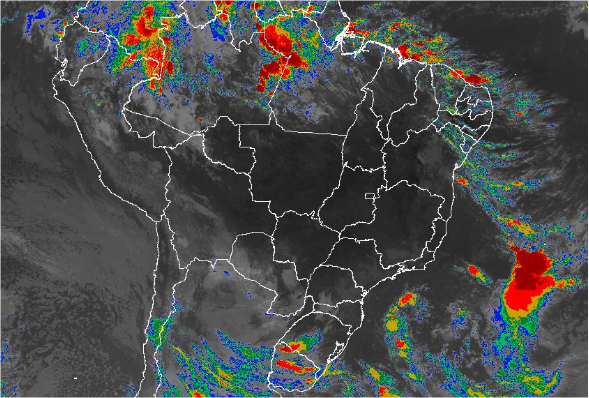 Imagem de satélite de todo o Brasil nesta segunda-feira (20) - Fonte: Inmet