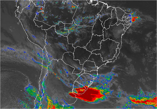 Imagem de satélite nesta quinta-feira (13) em todo o Brasil - Fonte: Inmet