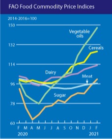 Índice de preços de alimentos e de preços de commodities da FAO - Fonte: FAO