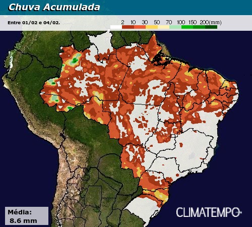 Mapa acumulado de chuvas janeiro 2016