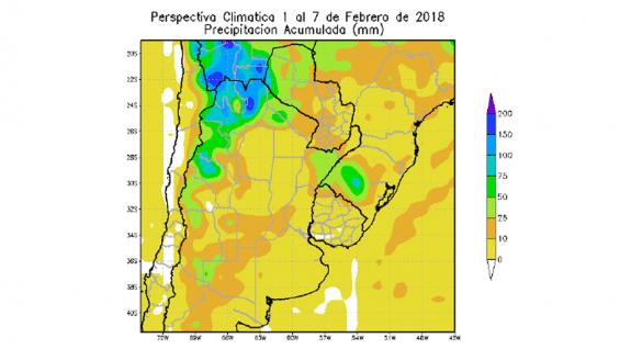 Chuvas na Argentina - 01 a 07 de Fevereiro de 2017