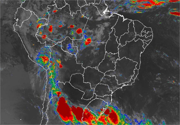 ​Imagem de satélite de todo o Brasil nesta quinta-feira (03) - Fonte: Inmet