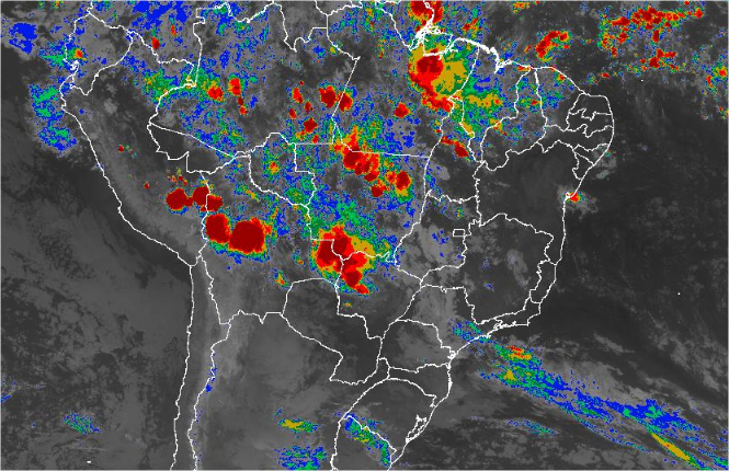 Imagem de satélite de todo o Brasil nesta terça-feira (23) - Fonte: Inmet