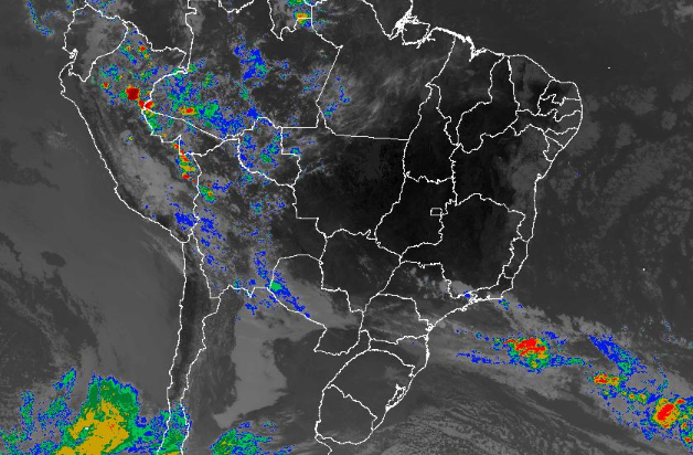 Imagem de satélite nesta quarta-feira (04) em todo o Brasil - Fonte: Inmet