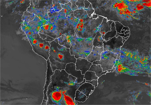 Imagem de satélite de todo o Brasil nesta quinta-feira (22) - Fonte: Inmet
