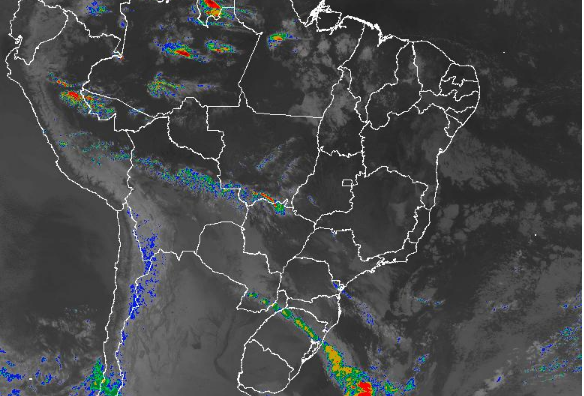 Imagem de satélite nesta quarta-feira (19) em todo o Brasil - Fonte: Inmet