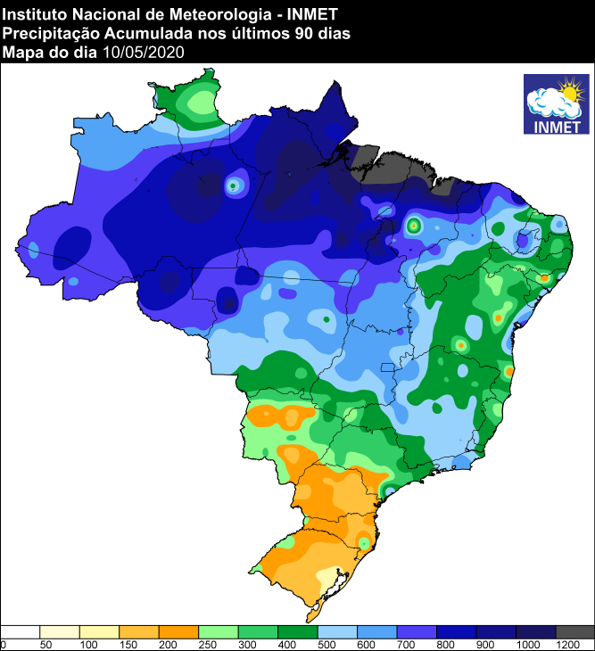 Chuvas em todo o Brasil - Últimos 90 dias - 11/05 - Inmet