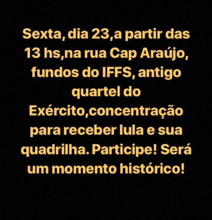 Chamada para protesto contra Lula em Passo Fundo