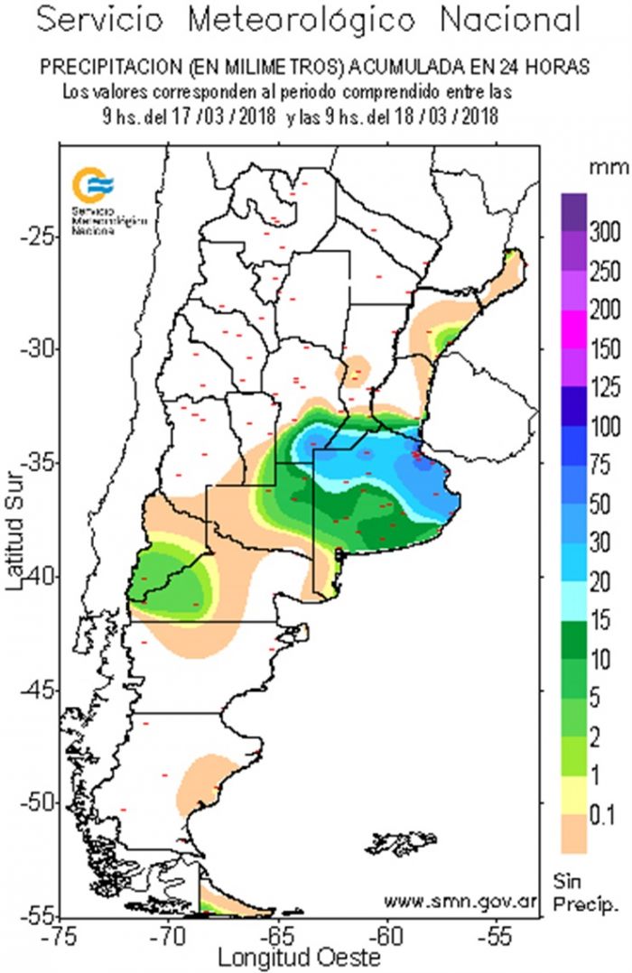 Chuvas na Argentina (Fonte: Serviço Meteorológico Nacional)