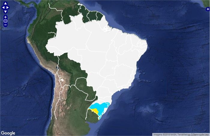 Mapa das áreas com previsão de geadas nesta terça-feira em todo o Brasil - Fonte: Inmet