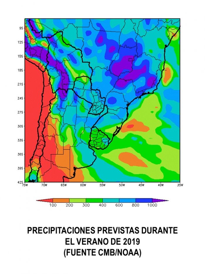 Condições climáticas da Argentina para o Verão (Fonte: Bolsa de Cereais de Buenos Aires)