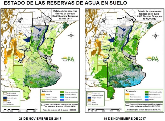 Estado de reservas hídricas no solo - Córdoba, Argentina