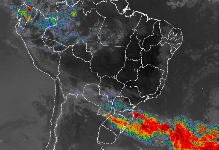 Imagem de satélite nesta quarta-feira (18) em todo o Brasil - Fonte: Inmet